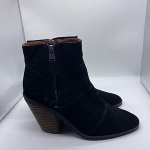 Lucky Brand Ramses Black Suede Ankle Boot Size 7
